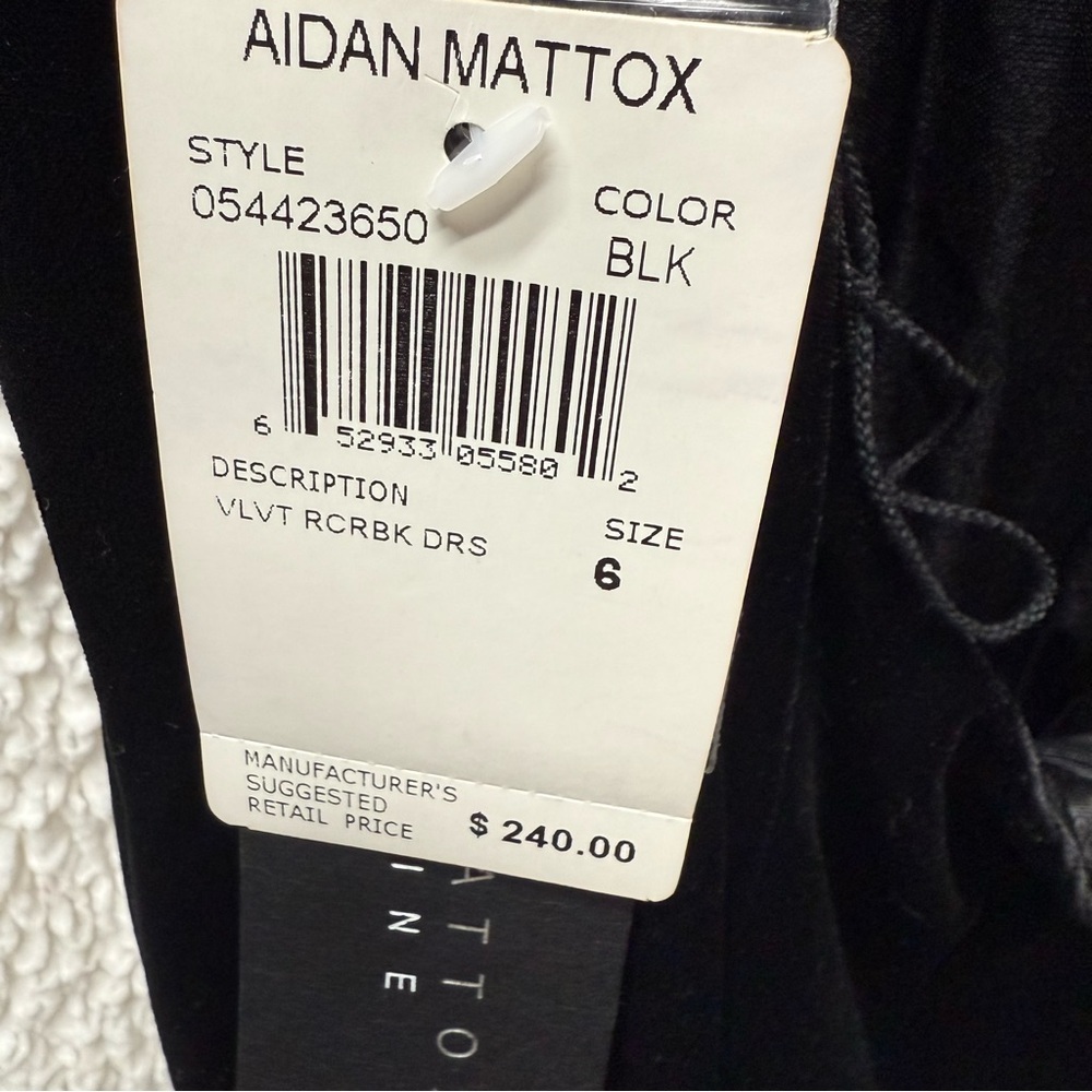 NWT AIDAN MATTOX Black Velvet Sequin Racerback Backless Cocktail Dress Cutout 6 - Picture 7 of 15